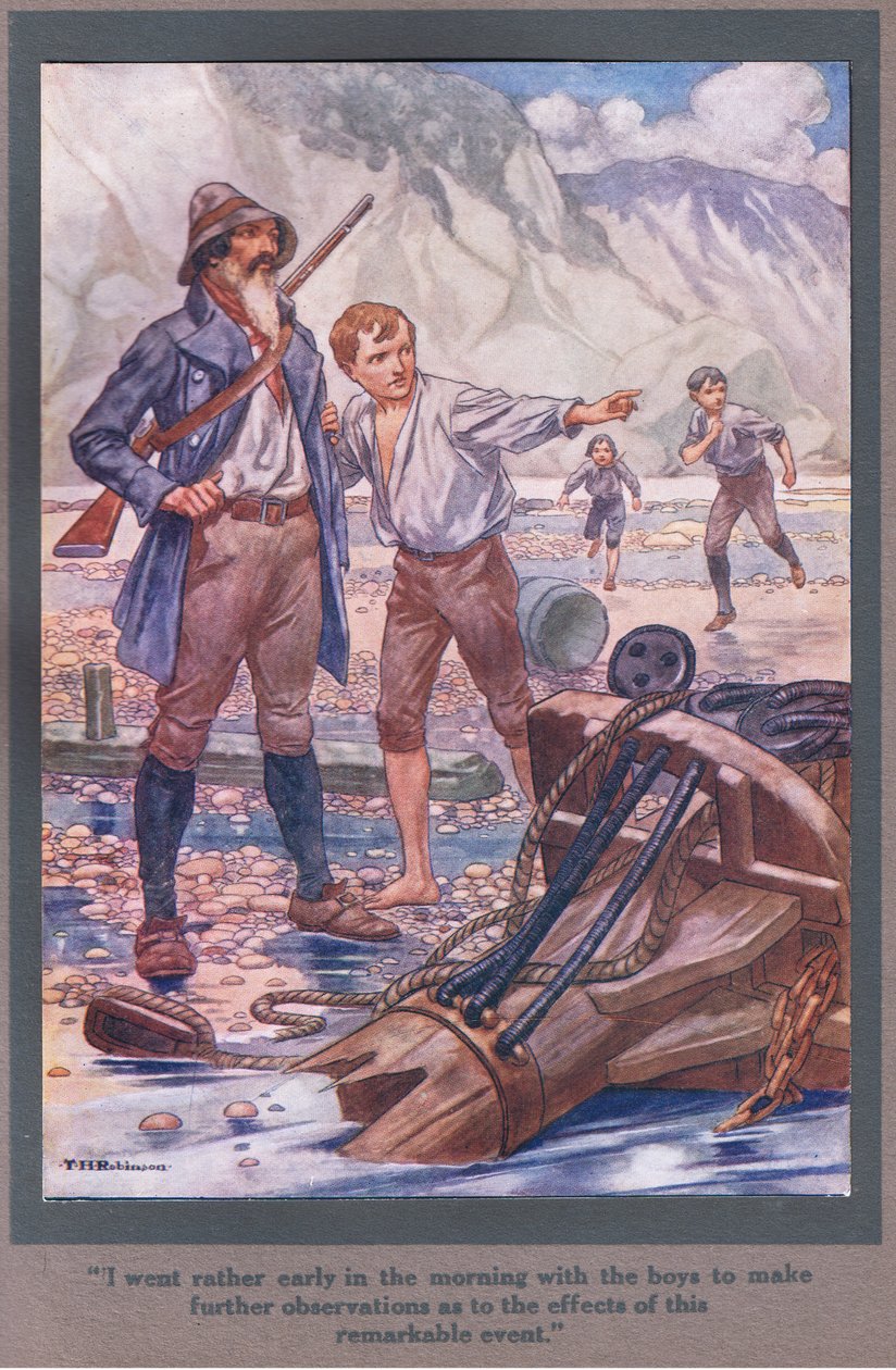 Jeg dro ganske tidlig om morgenen med guttene for å gjøre ytterligere observasjoner (fargelitografi) av Thomas Heath Robinson