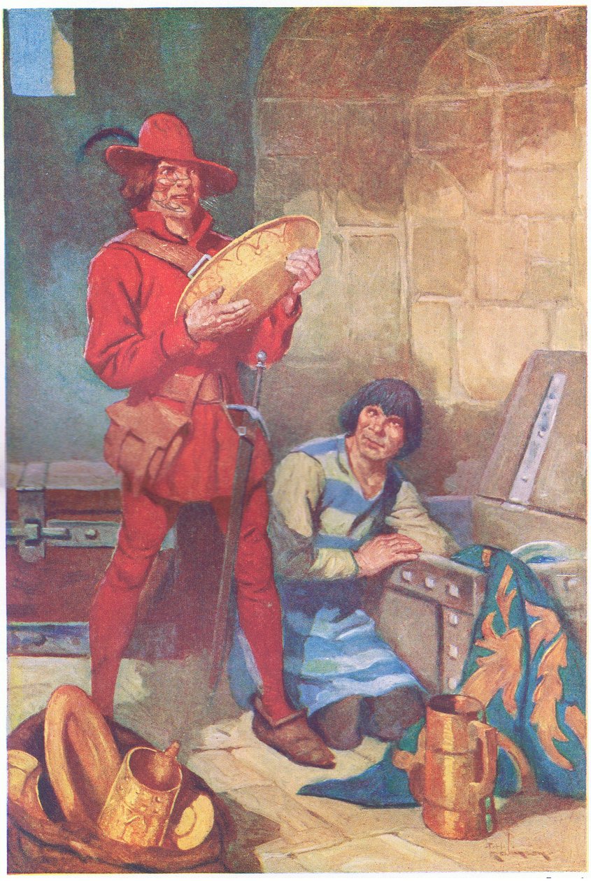 Uten å miste tid plyndret de to sheriffens lager av plater (fargelitografi) av Thomas Heath Robinson
