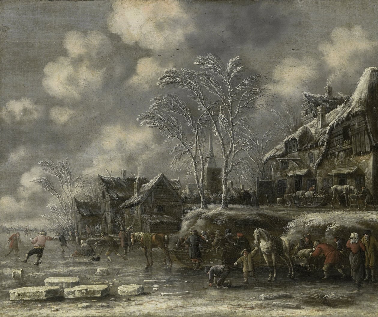 Vinterscene, 1675 av Thomas Heeremans