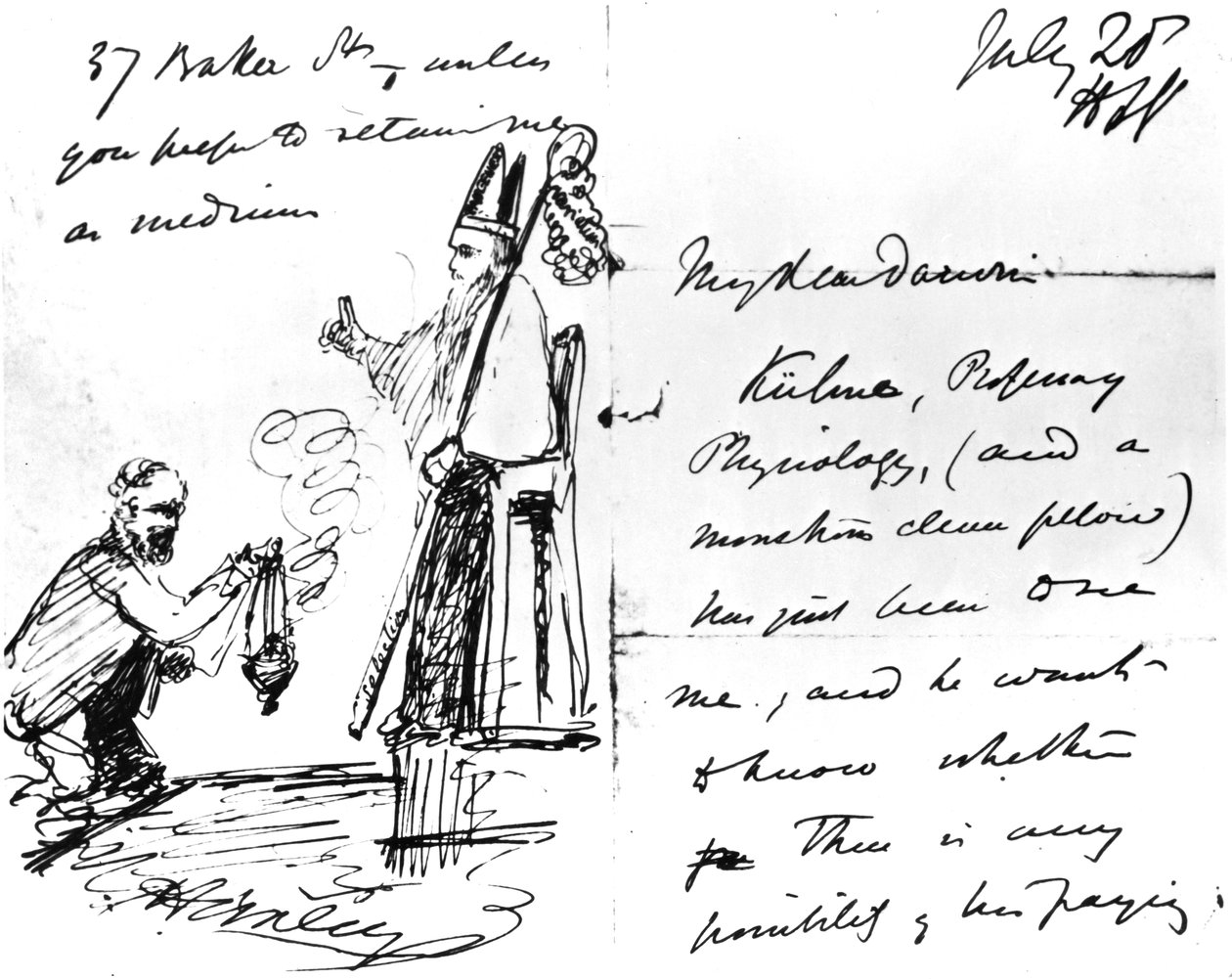 Et brev fra Thomas Henry Huxley til Charles Darwin, med en skisse av Darwin som biskop eller helgen, 20. juli 1868 av Thomas Henry Huxley