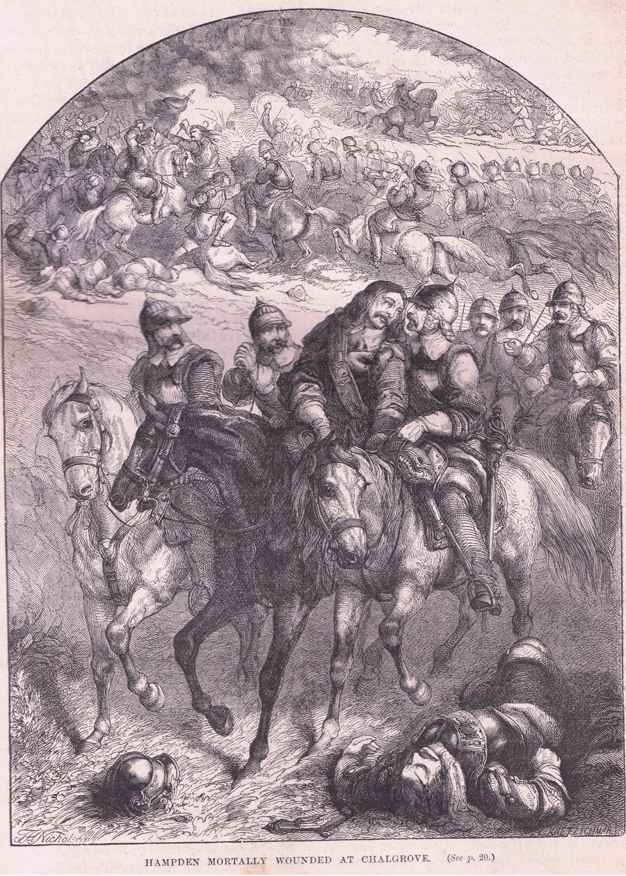 Hampden dødelig såret ved Chalgrove AD 1643 av Thomas Henry Nicholson