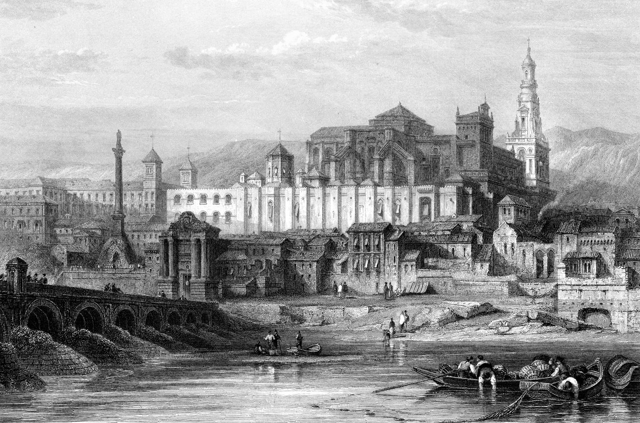 Stor moske og fangehullet til inkvisisjonen, Cordoba, Spania, 1800-tallet. av Thomas Higham