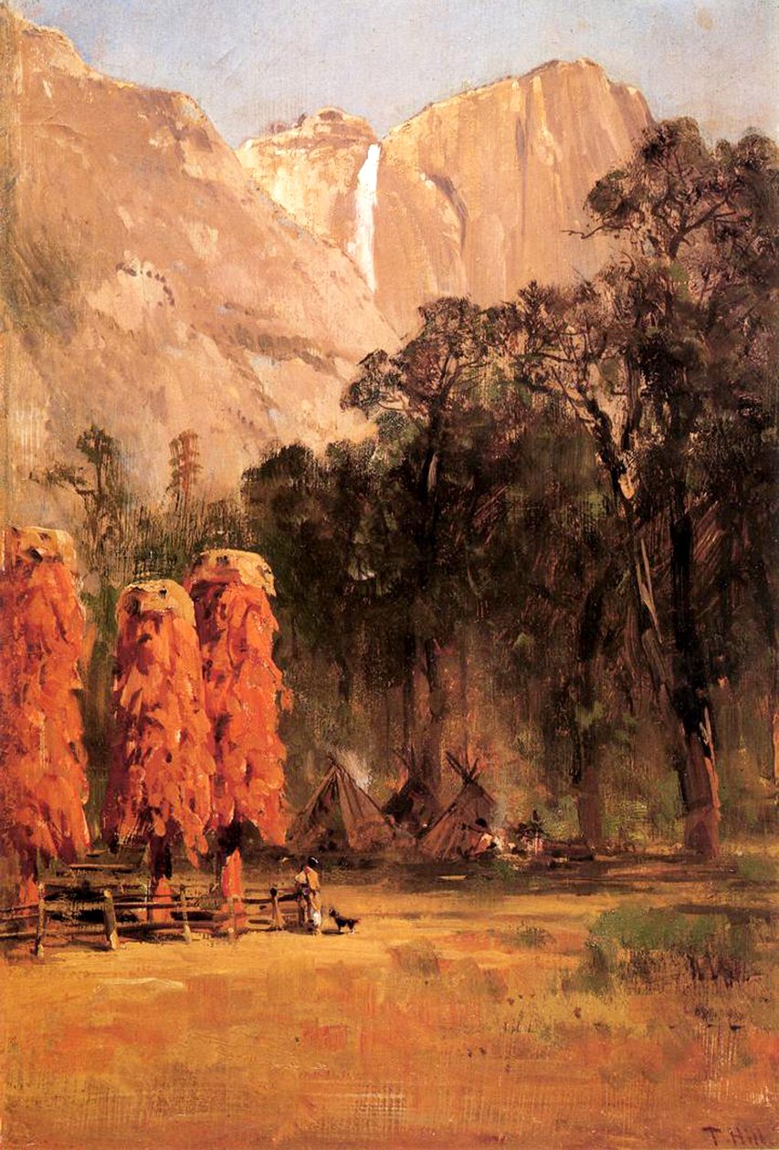 Acorn Granaries of the Paiute Indians, ca. 1873 (olje på papir om bord) av Thomas Hill