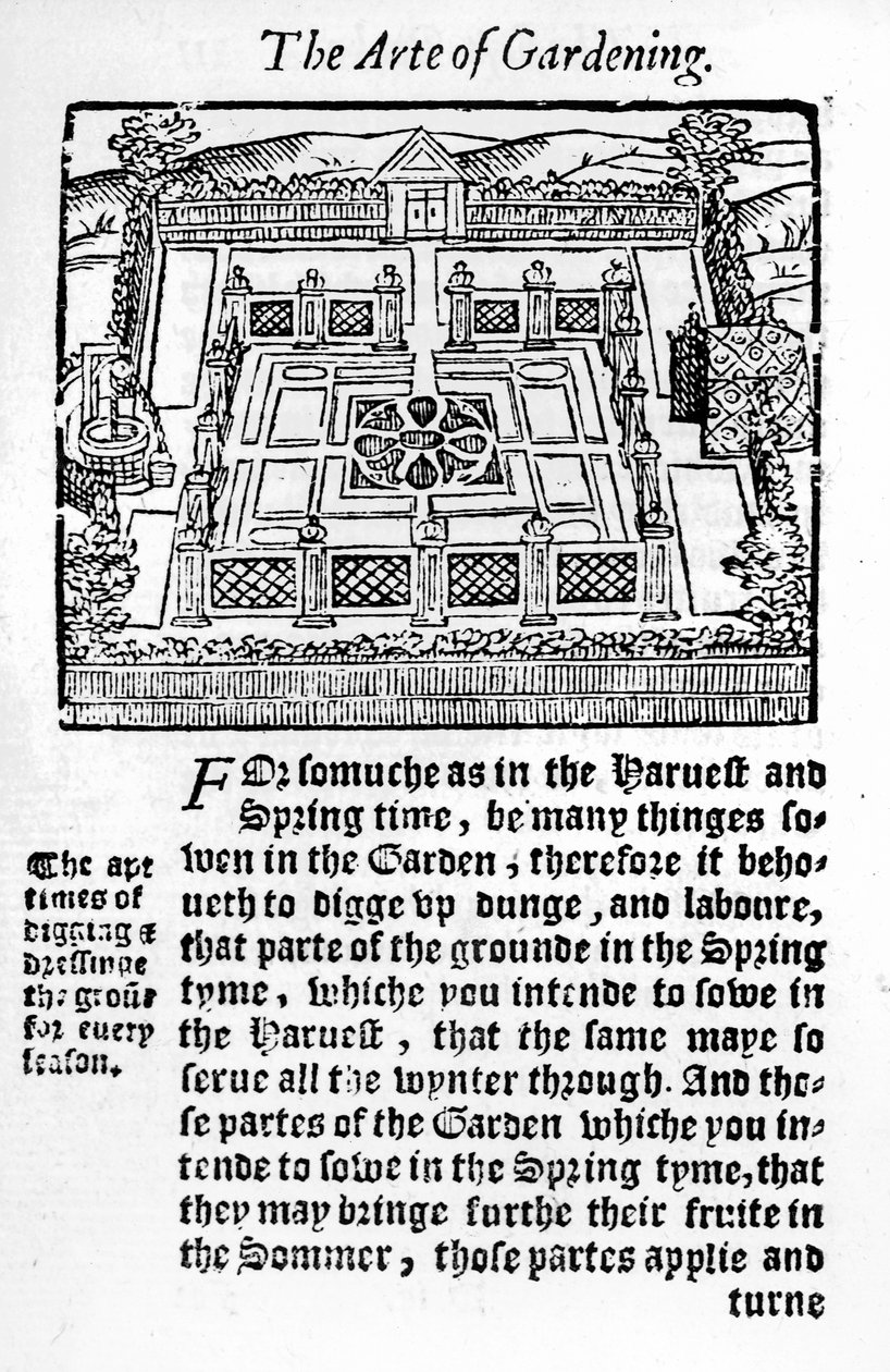 Elizabethansk hage fra The profitable arte of gardening, 1568 av Thomas Hill
