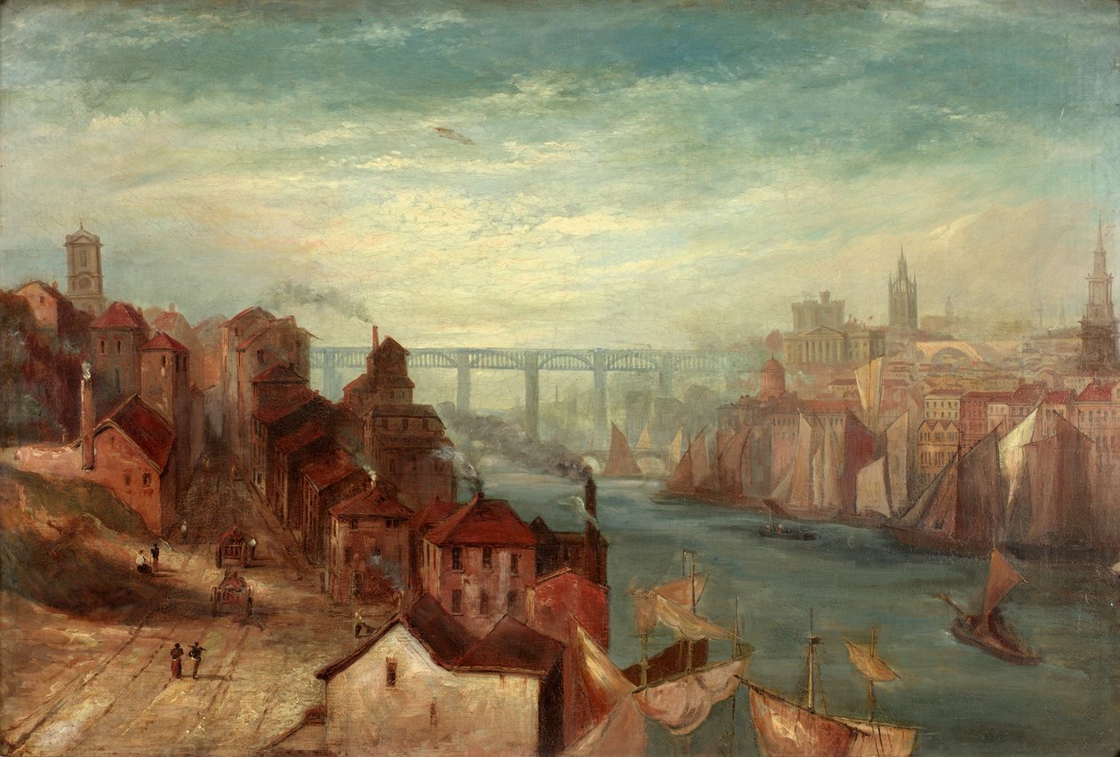 Newcastle upon Tyne fra Gateshead, ca. 1880 av Thomas Hodgson Liddell