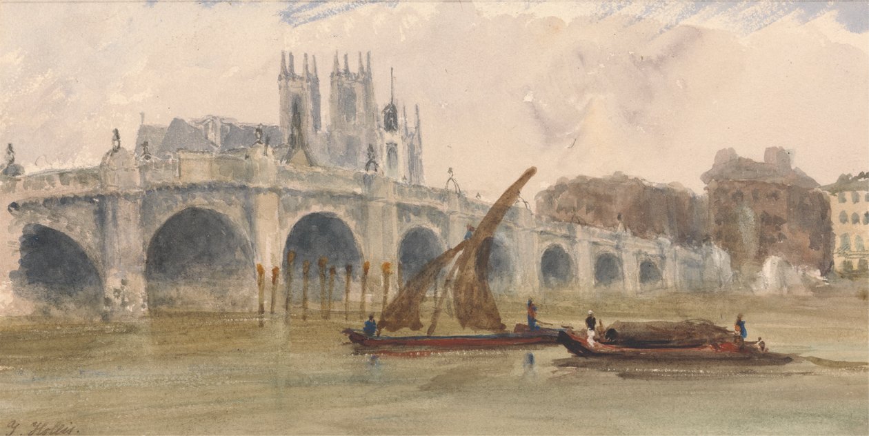 Westminster Bridge og Abbey av Thomas Hollis