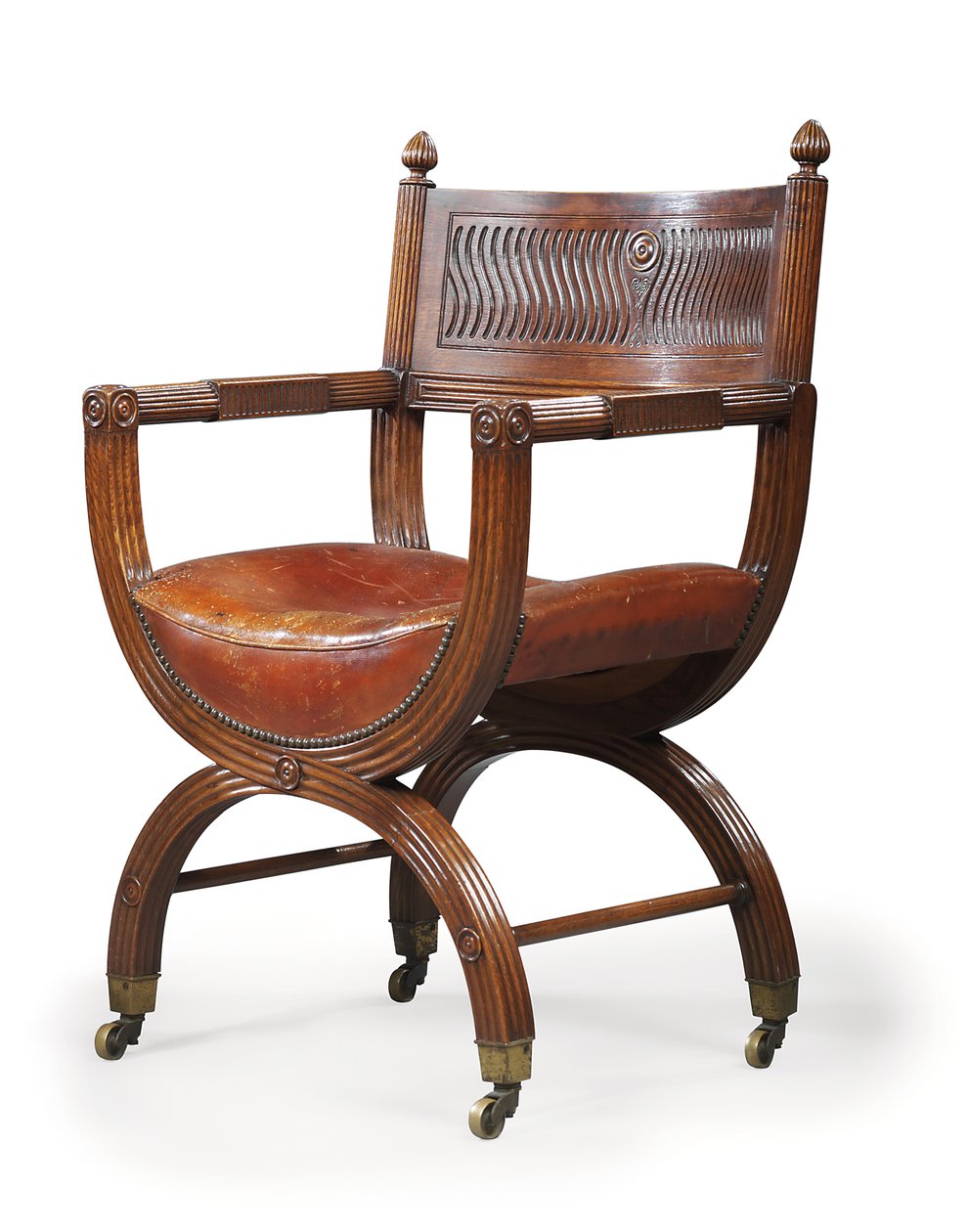 Sen viktoriansk mahogni X-Frame lenestol, tilskrevet Marsh, Jones & Cribb, etter et design av Thomas Hope, ca. 1880 (mahogni) av Thomas Hope