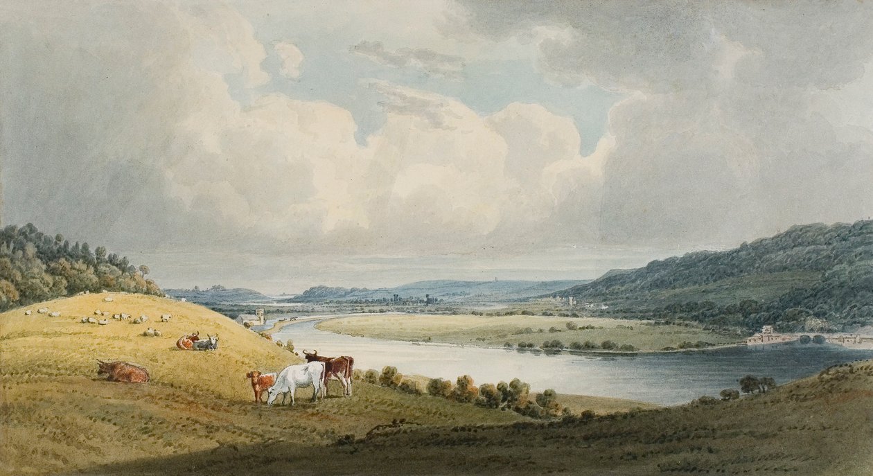 Llantwit, Cadoxton og Neath from the North (akvarell og blyant på papir) av Thomas Hornor