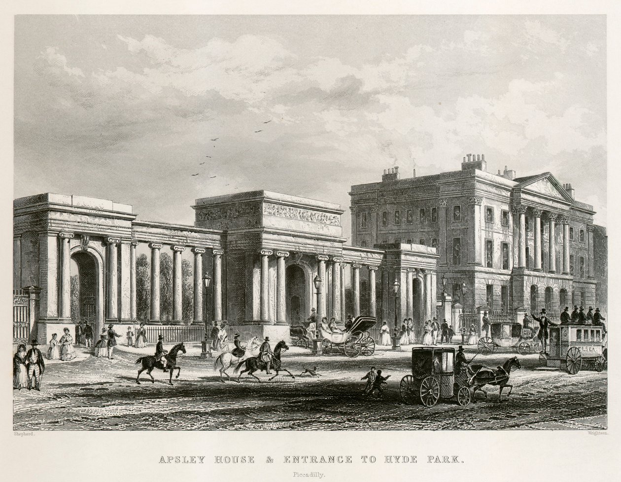 Apsley House, Hyde Park Corner, London, 1850 av Thomas Hosmer Shepherd