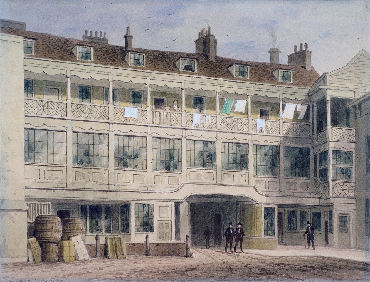 Belle Sauvage Yard, Ludgate Hill, London, c1850 av Thomas Hosmer Shepherd