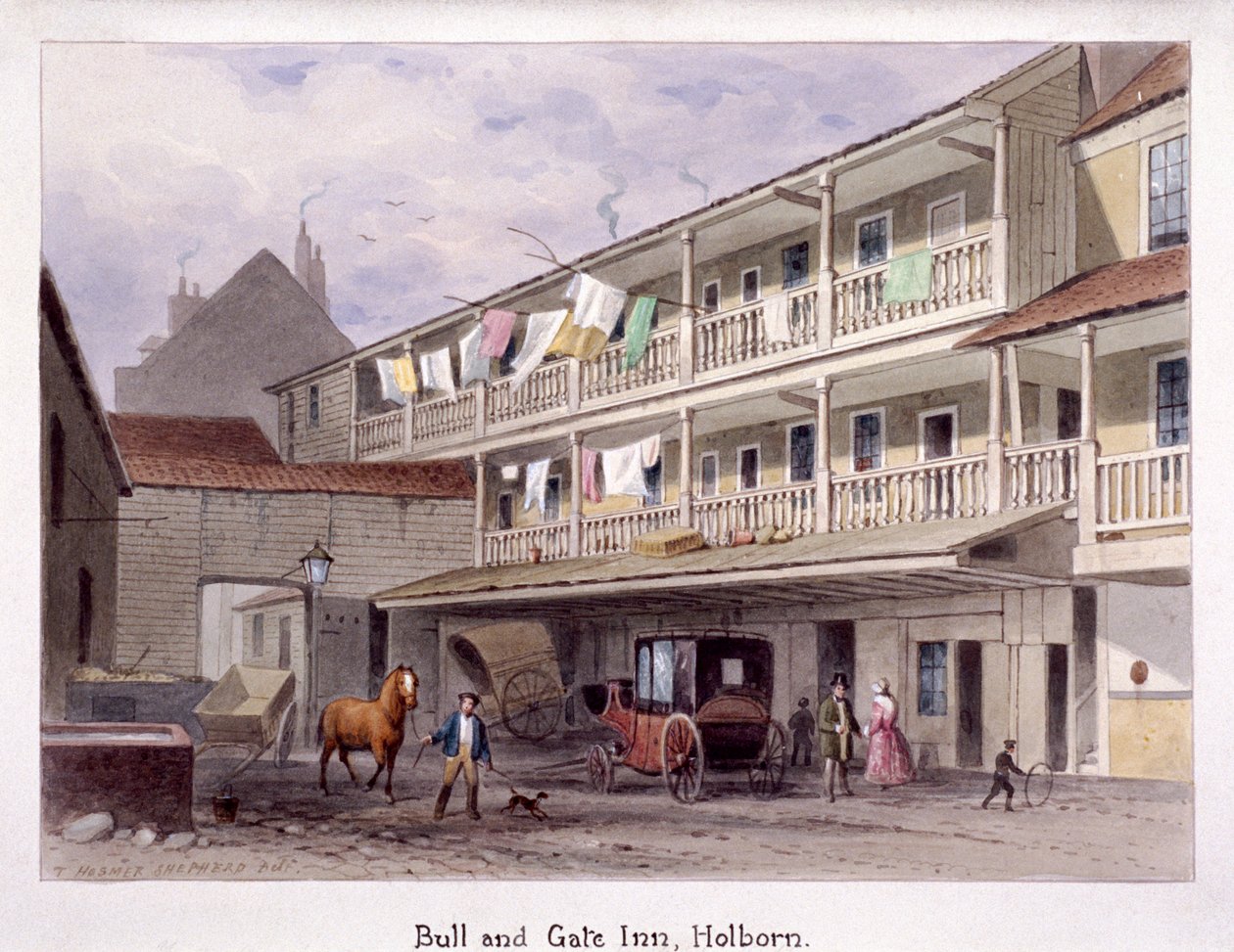 Bull and Gate Inn, Holborn, London, c1850 av Thomas Hosmer Shepherd