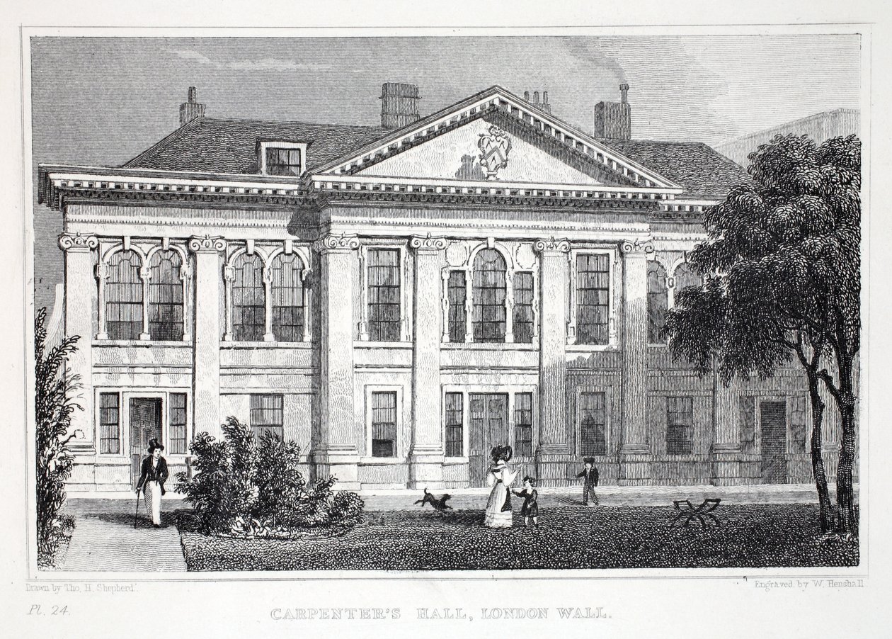 Carpenter's Hall, fra puben 'London and it's Environs in the Nineteenth Century'. Jones und Co., 1827-1829 av Thomas Hosmer Shepherd