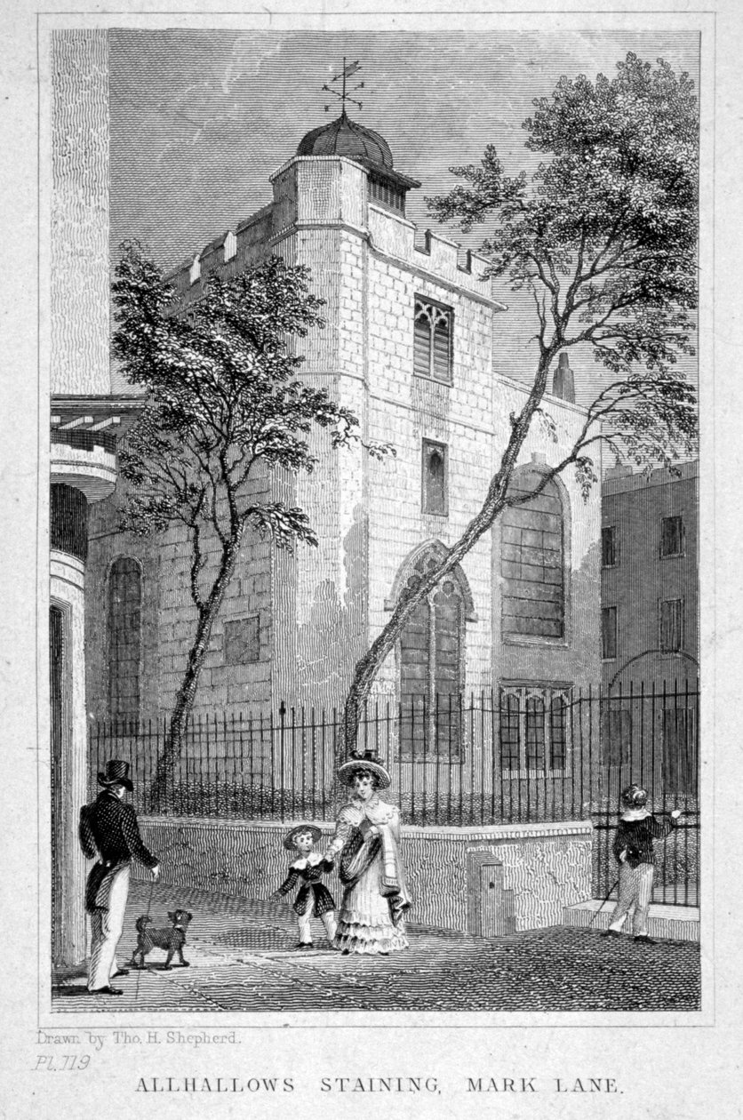 Church of All Hallows Staining, London, 1829 av Thomas Hosmer Shepherd