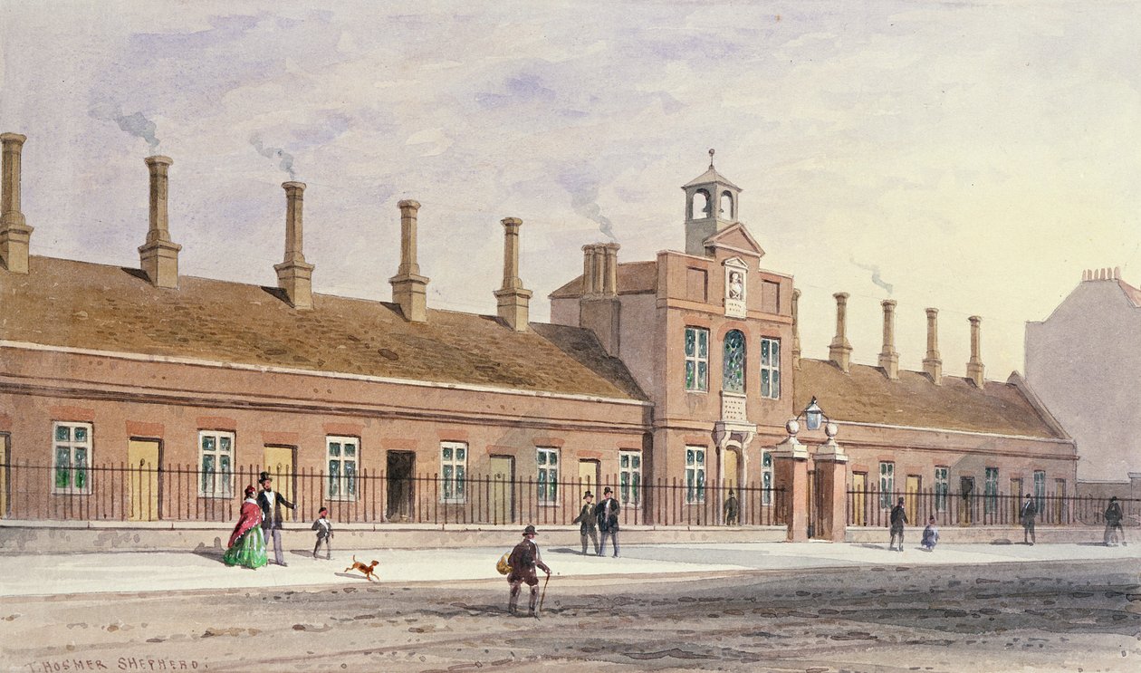 Emery Hills Alms Houses i Rochester Row, 1850 av Thomas Hosmer Shepherd