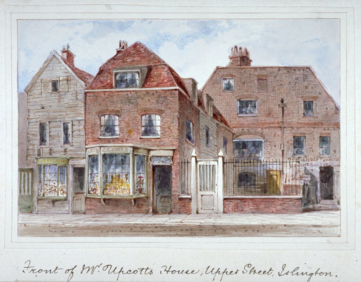 Forfra av Mr Upcotts hus, Upper Street, Islington, London, c1835. av Thomas Hosmer Shepherd