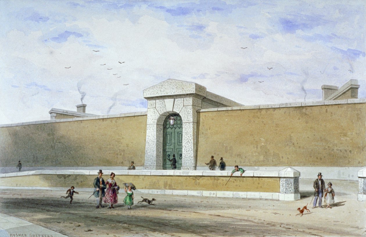 Gateway of Bridewell Prison, Tothill Fields, Westminster, London, c1850. av Thomas Hosmer Shepherd