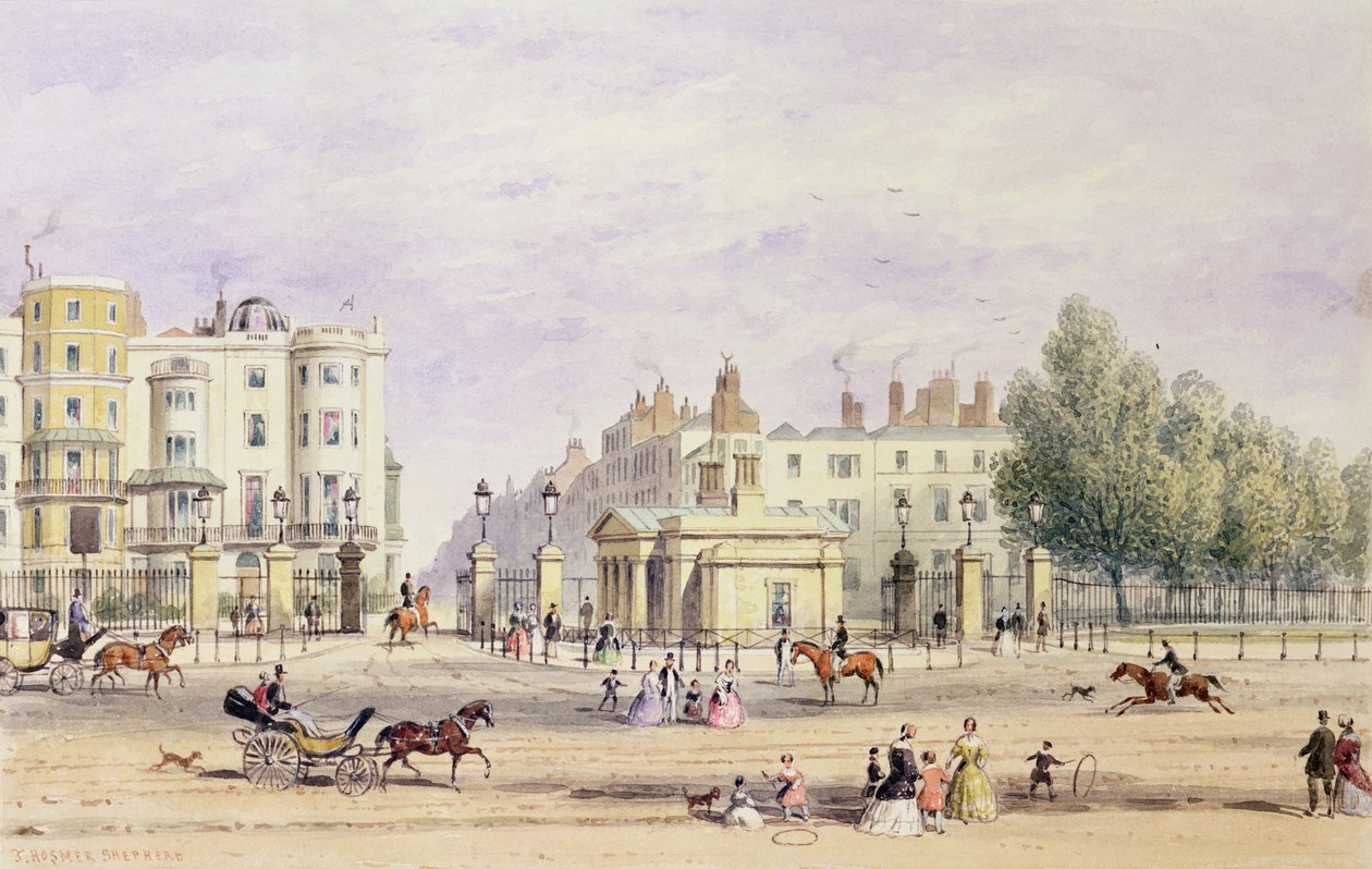 Grosvenor Gate og den nye hytta, 1851 av Thomas Hosmer Shepherd