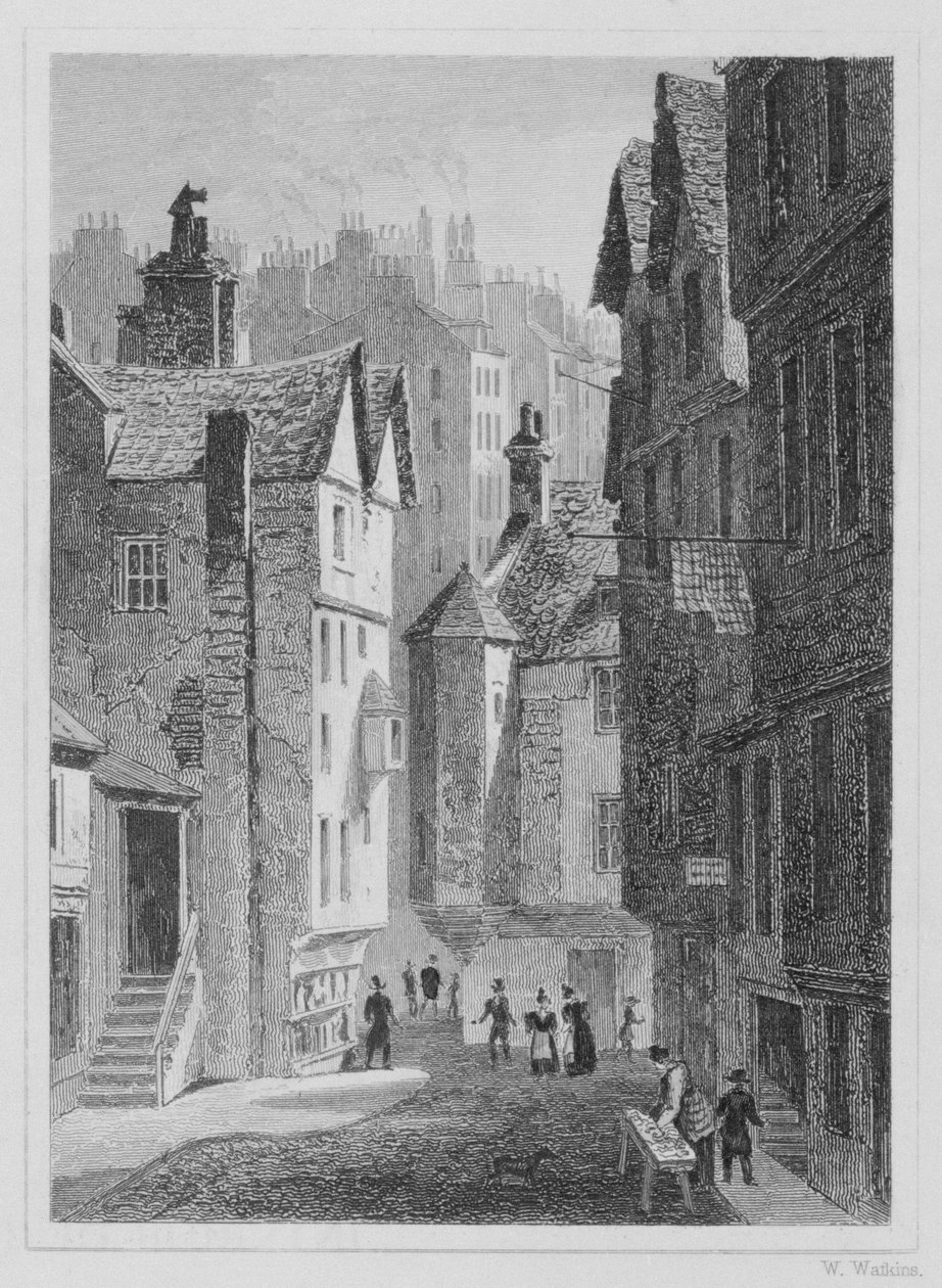 High School, Wynd, Edinburgh gravert av William Watkins, 1831 av Thomas Hosmer Shepherd