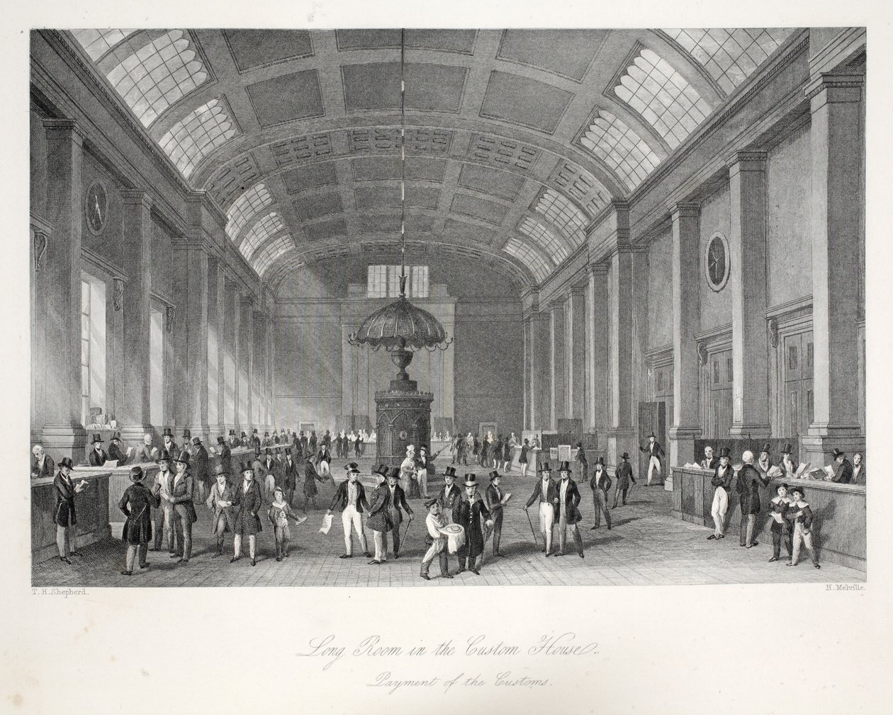 Long Room i Custom-House, fra puben 