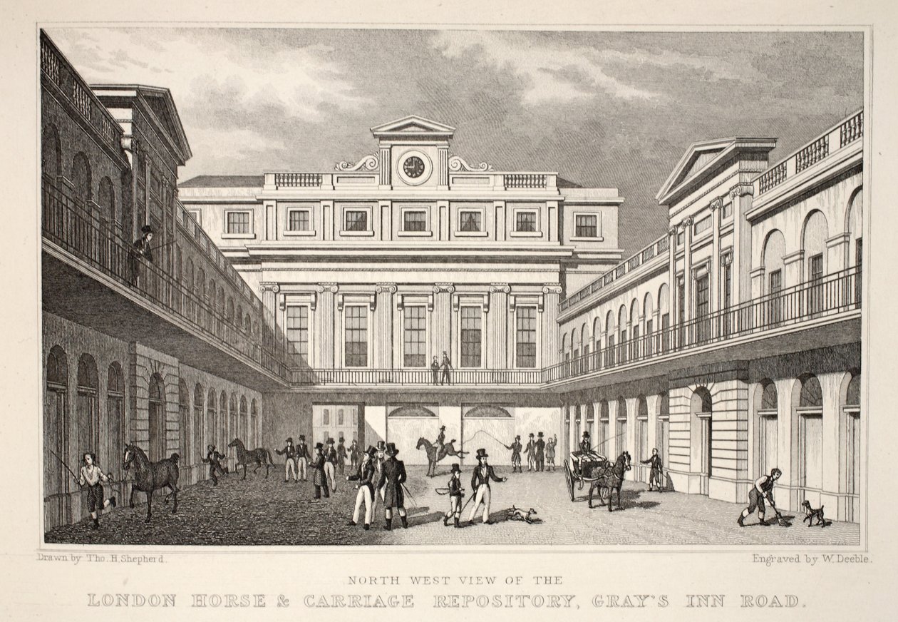 N.W. Utsikt over London Horse and Carriage Repository, Gray