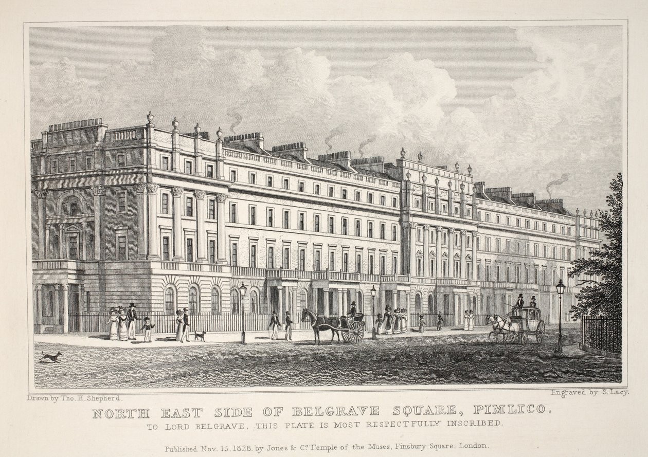 North East Side of Belgrave Square, Pimlico, fra puben 