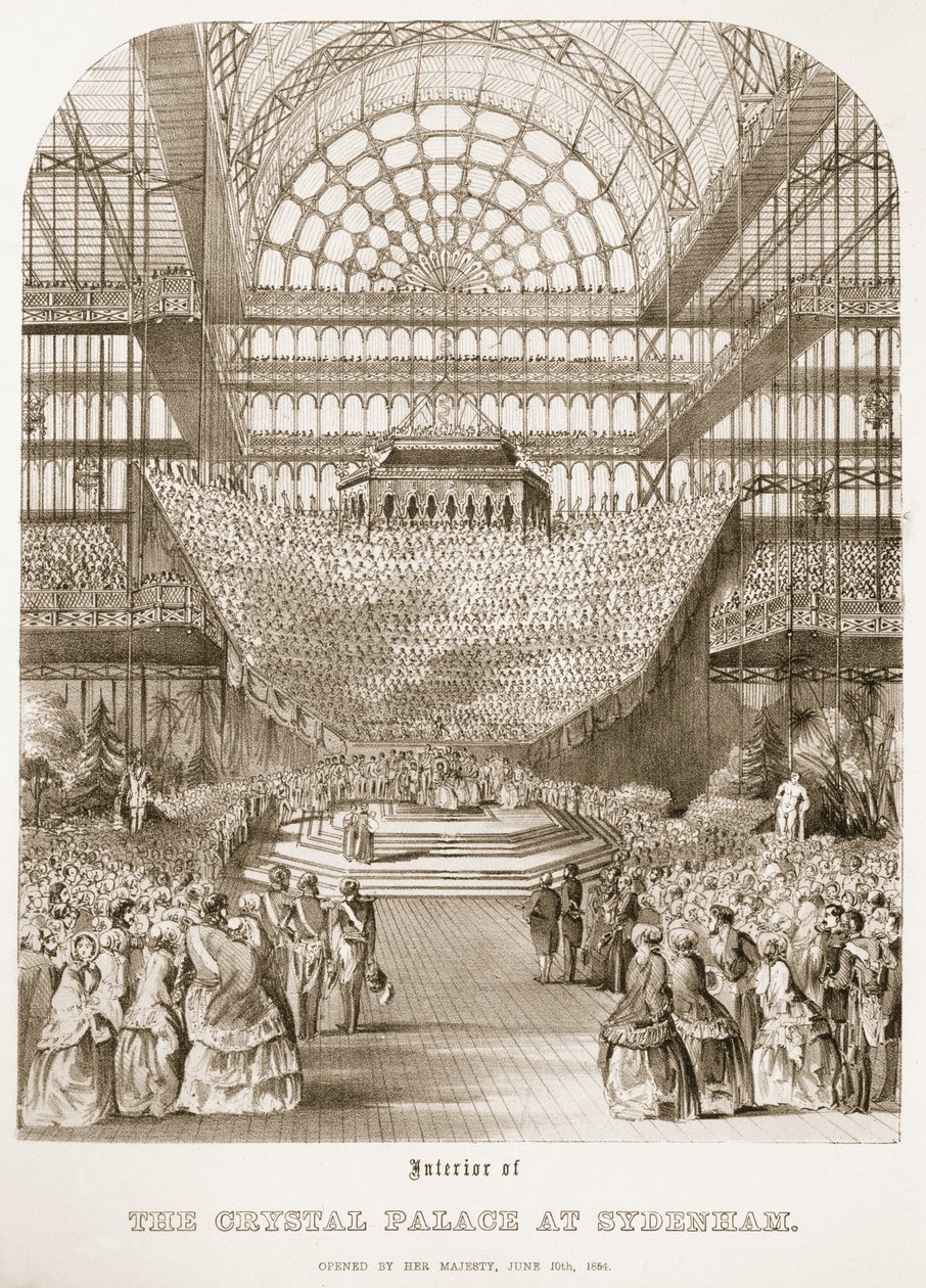 Åpning av Crystal Palace i Sydenham av dronning Victoria 10. juni 1854 av Thomas Hosmer Shepherd