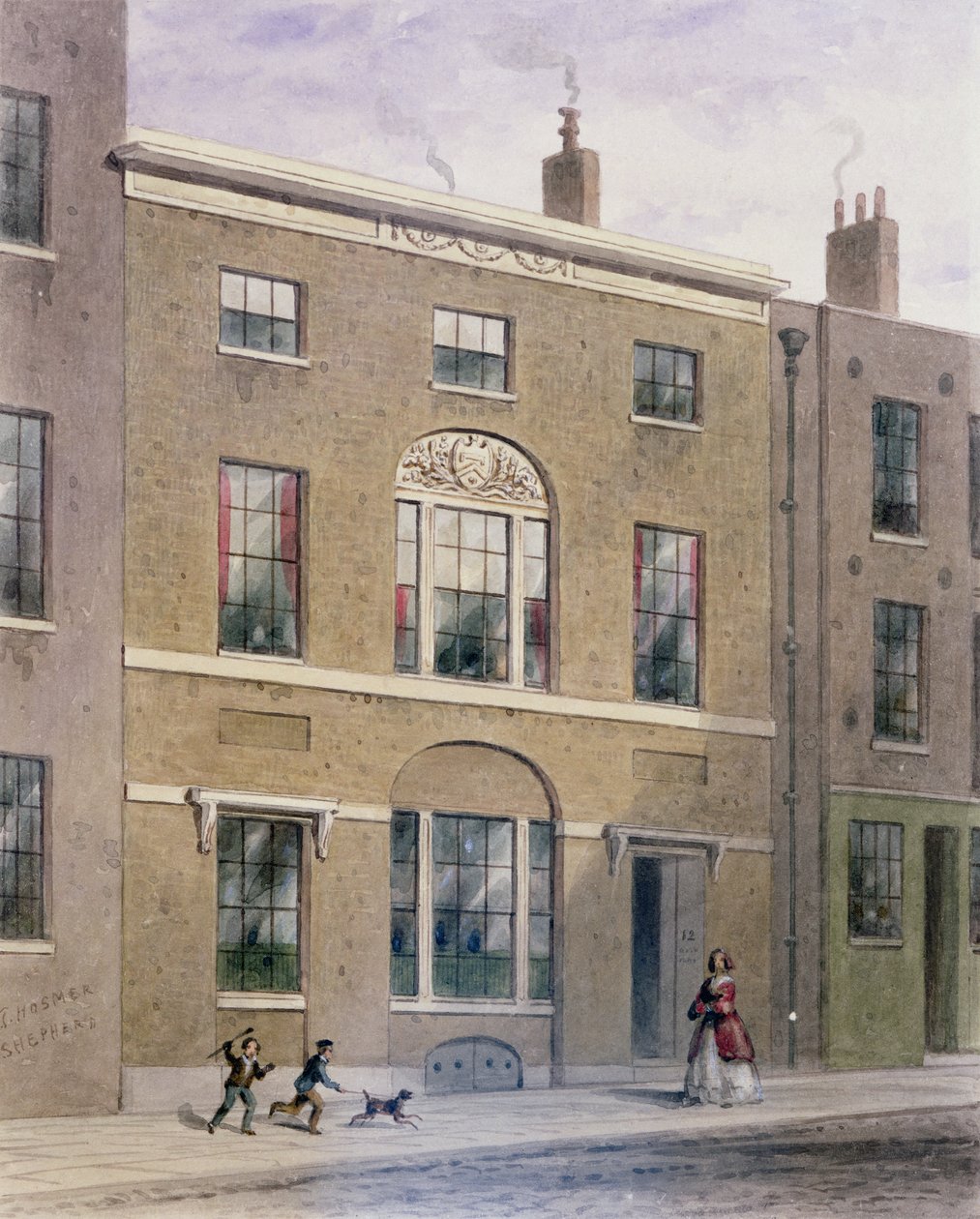 Plumbers Hall i Great Bush Lane, Cannon Street, 1851 av Thomas Hosmer Shepherd