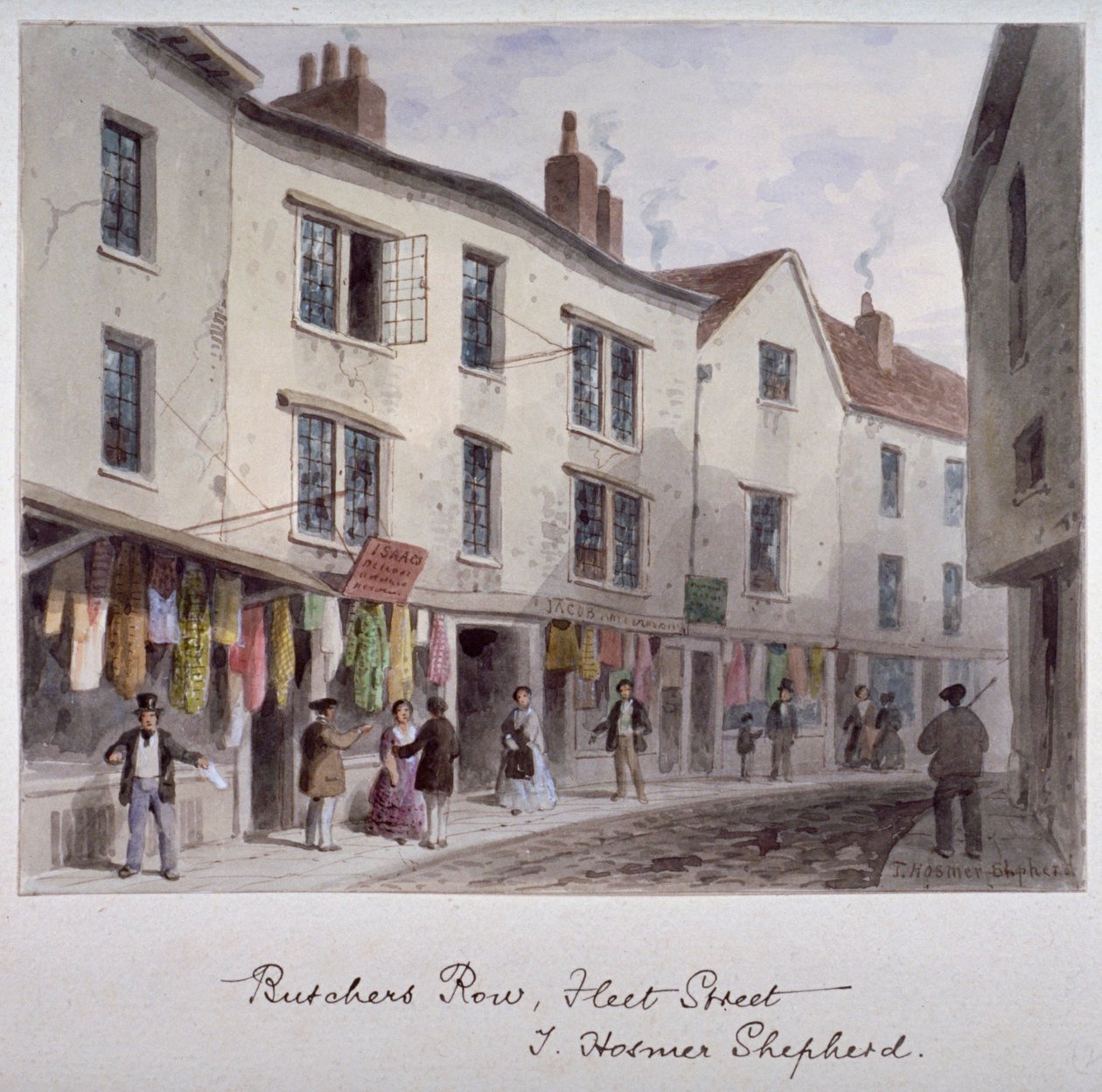 Sannsynligvis en utsikt over Holywell Street, Westminster, London, c1850 av Thomas Hosmer Shepherd