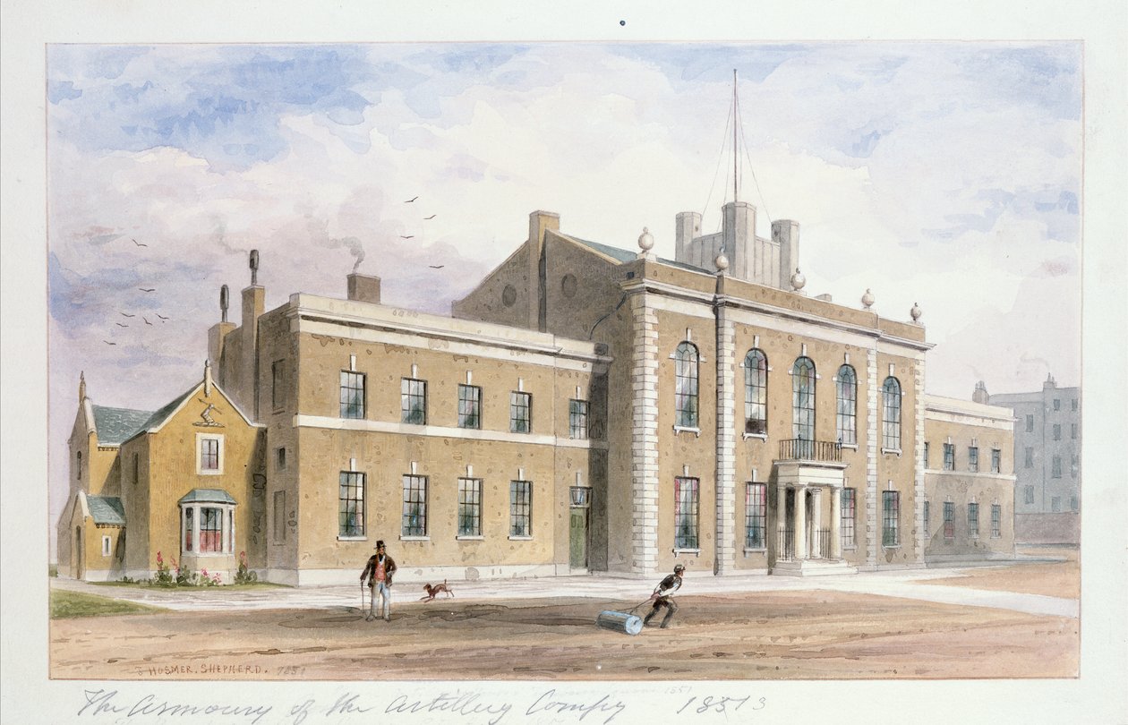 Royal Artillery House, Finsbury Square, 1851 (wc på papir) av Thomas Hosmer Shepherd