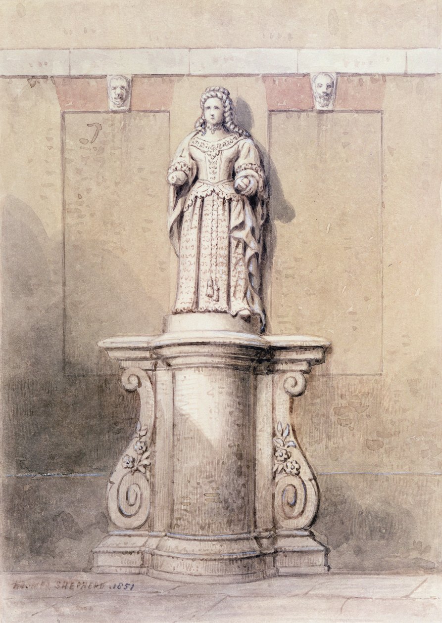 Statue av dronning Anne ved østenden av Queen Square, 1851 av Thomas Hosmer Shepherd