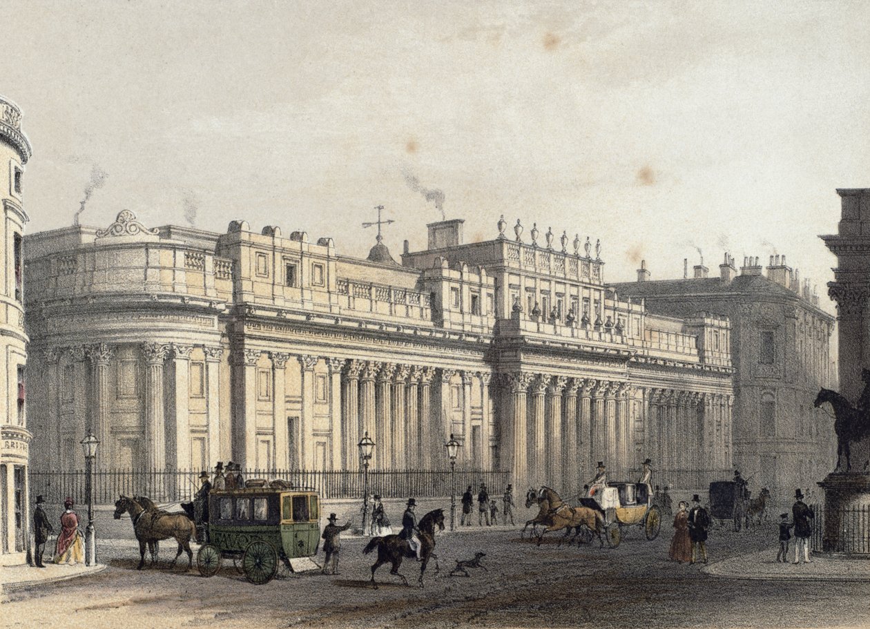 The Bank of England, gravert av Louis-Jules Arnout (1814-68), pub. 1854 av E. Gambart und Co. (litografi) av Thomas Hosmer Shepherd