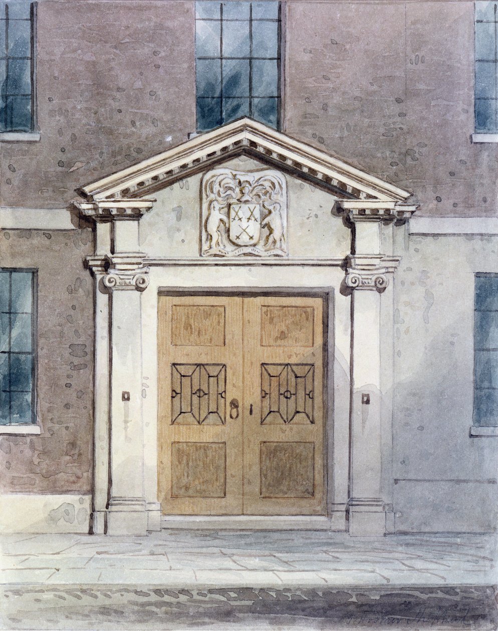 Inngangen til Cutlers Old Hall, 1850 av Thomas Hosmer Shepherd