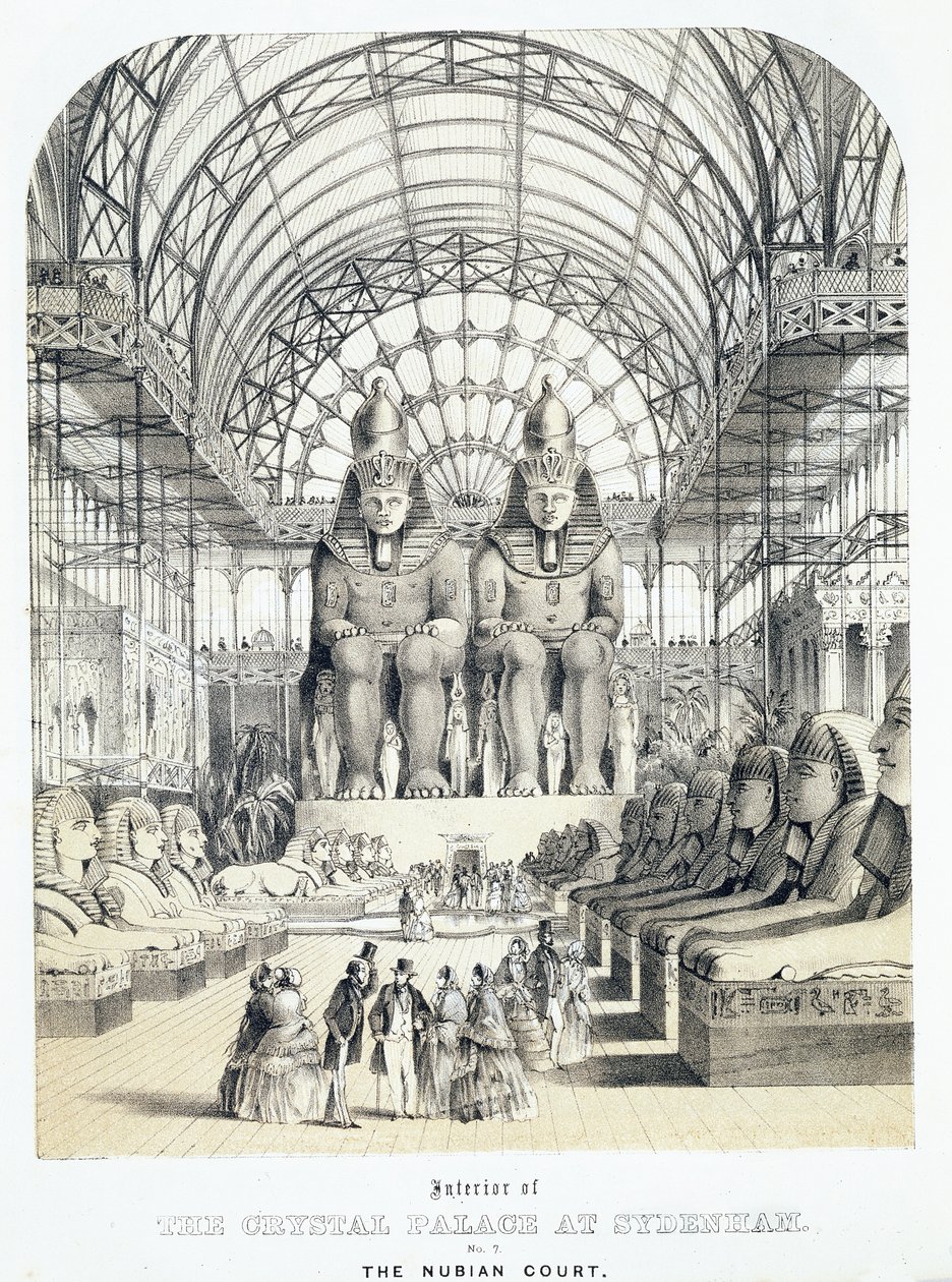 Den nubiske domstolen ved The Crystal Palace i Sydenham, ca. 1851-1855 (akvatint) av Thomas Hosmer Shepherd