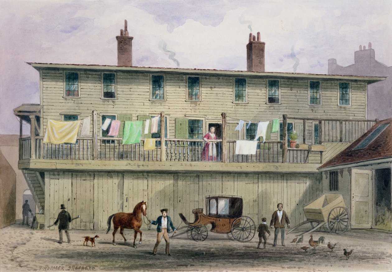 The Old Vine Inn, Aldersgate Street, 1855 av Thomas Hosmer Shepherd