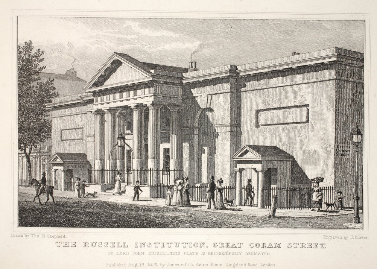 Russell Institution, Great Coram Street, fra puben 