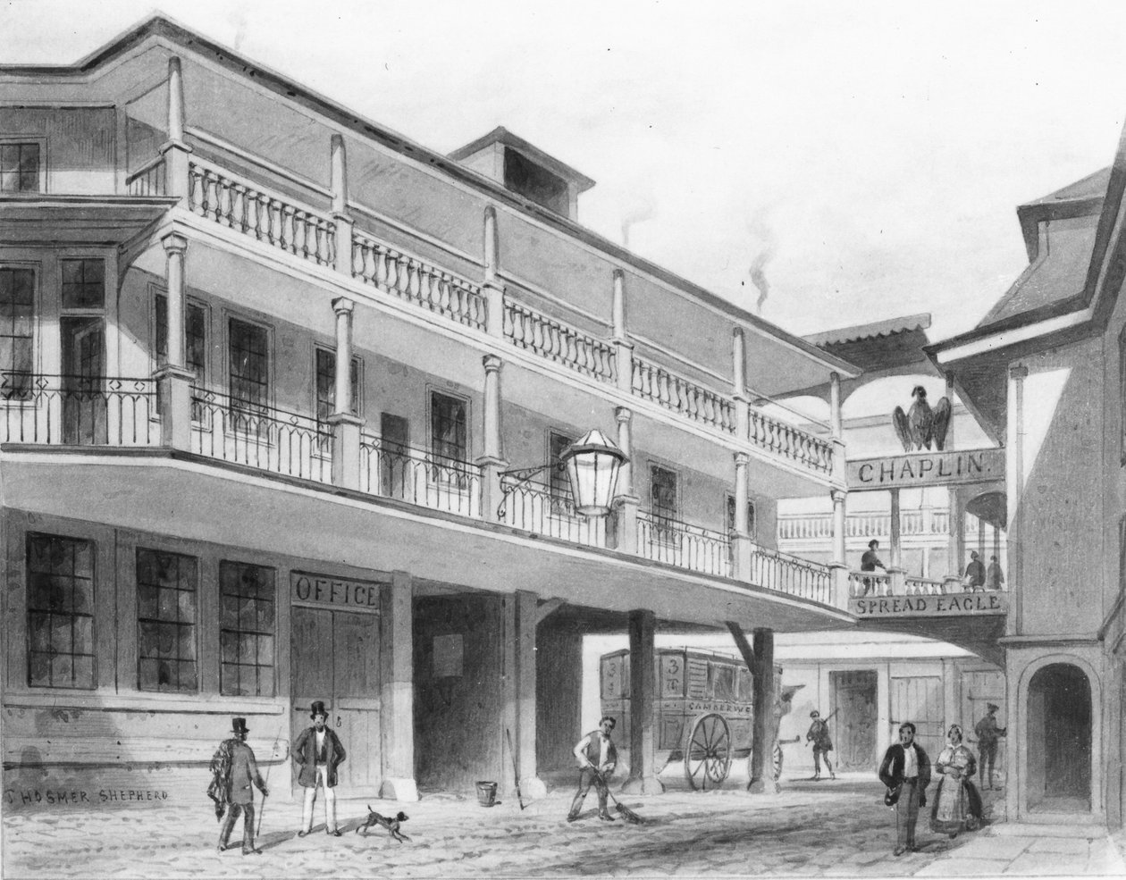 The Spread Eagle Gracechurch Street (akvarell) av Thomas Hosmer Shepherd