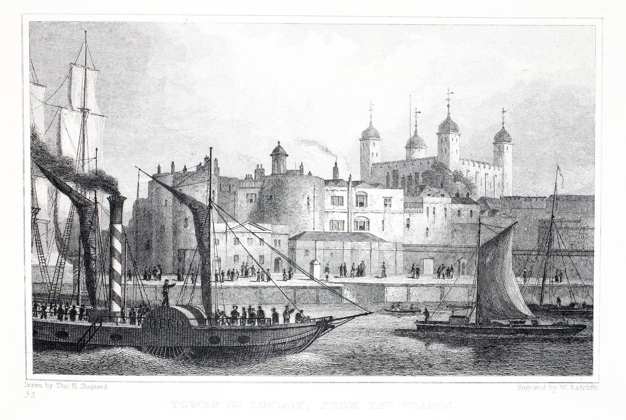 Tower of London, fra Themsen, fra puben 