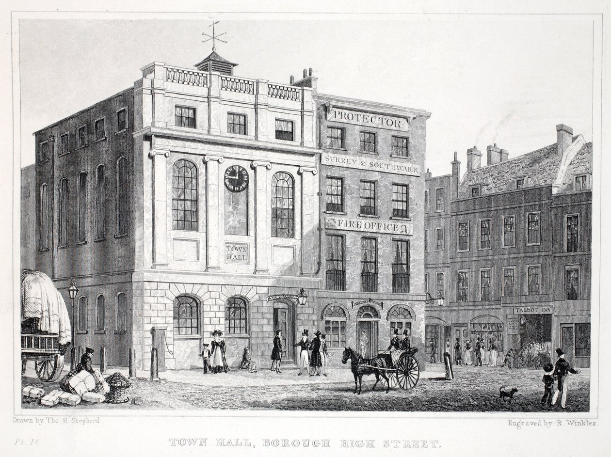 Town Hall, Borough High Street, fra puben 