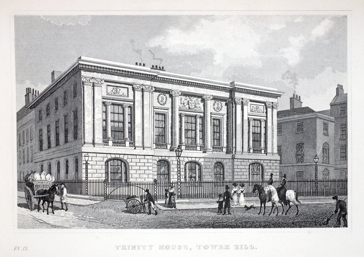 Trinity House, Tower Hill, fra puben 'London and it's Environs in the Nineteenth Century'. Jones und Co., 1827-1829 av Thomas Hosmer Shepherd