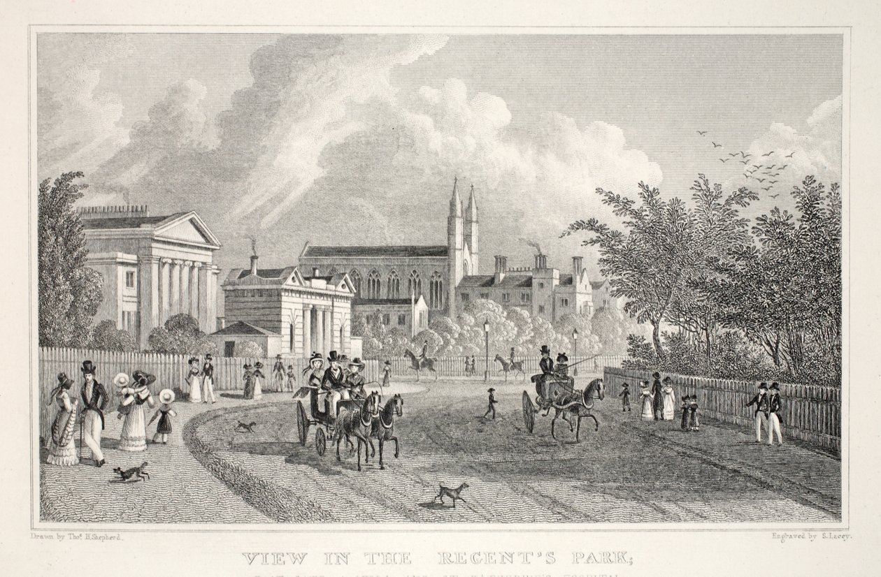 Utsikt i Regent's Park, fra puben "London and it's Environs in the Nineteenth Century". Jones und Co., 1827-1829 av Thomas Hosmer Shepherd