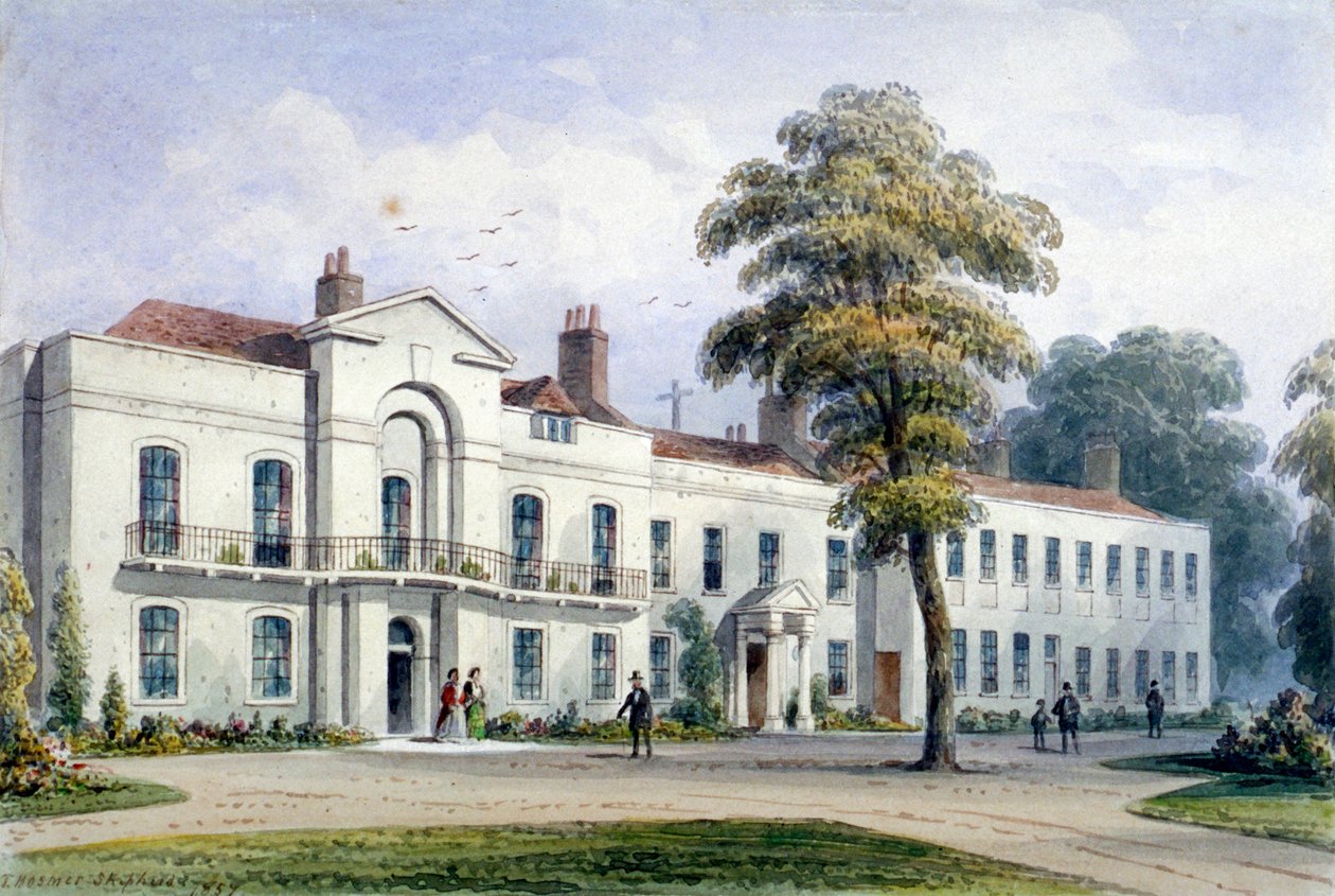 Utsikt over Brompton Lodge, Kensington, London, 1857 av Thomas Hosmer Shepherd