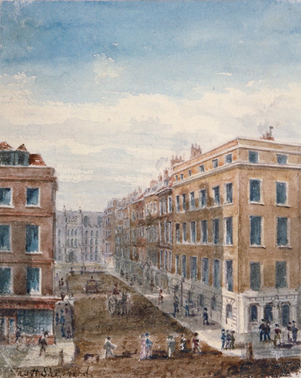 Utsikt over King Street, nordover fra Cheapside til Guildhall, City of London, 1840 av Thomas Hosmer Shepherd