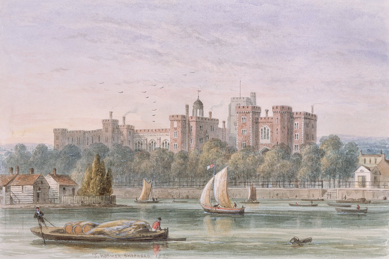 Utsikt over Lambeth Palace fra Themsen, 1837 av Thomas Hosmer Shepherd
