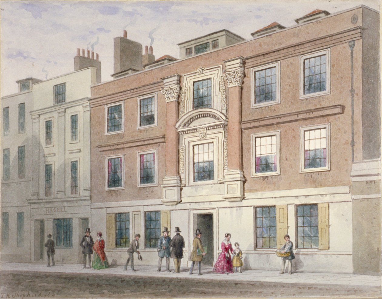 Utsikt over et herskapshus i Great Winchester Street, City of London, 1841 av Thomas Hosmer Shepherd