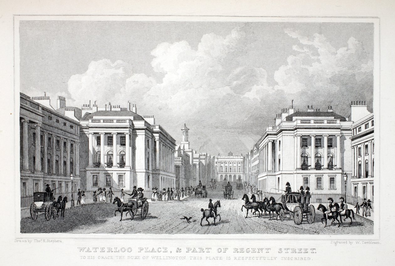 Waterloo Place, og en del av Regent Street, fra puben 