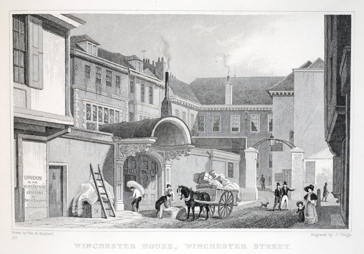 Winchester House, Winchester Street, fra puben 'London and it's Environs in the Nineteenth Century'. Jones und Co., 1827-1829 av Thomas Hosmer Shepherd