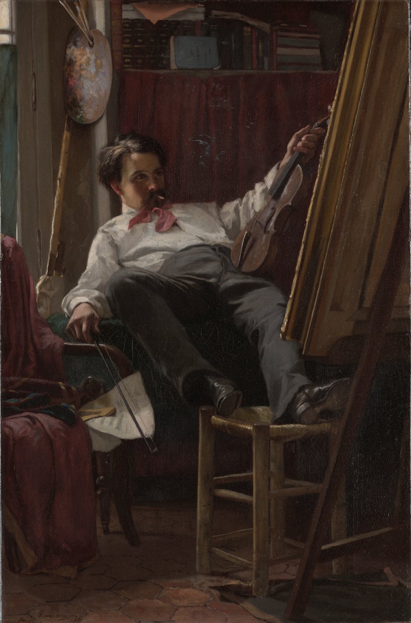Selvportrett av kunstneren i hans studio av Thomas Hovenden