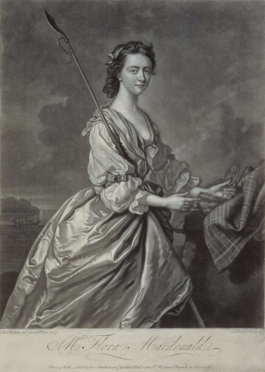 Flora MacDonald (1722-90), gravert av J. Faber, 1747 (mezzotintgravering) av Thomas Hudson