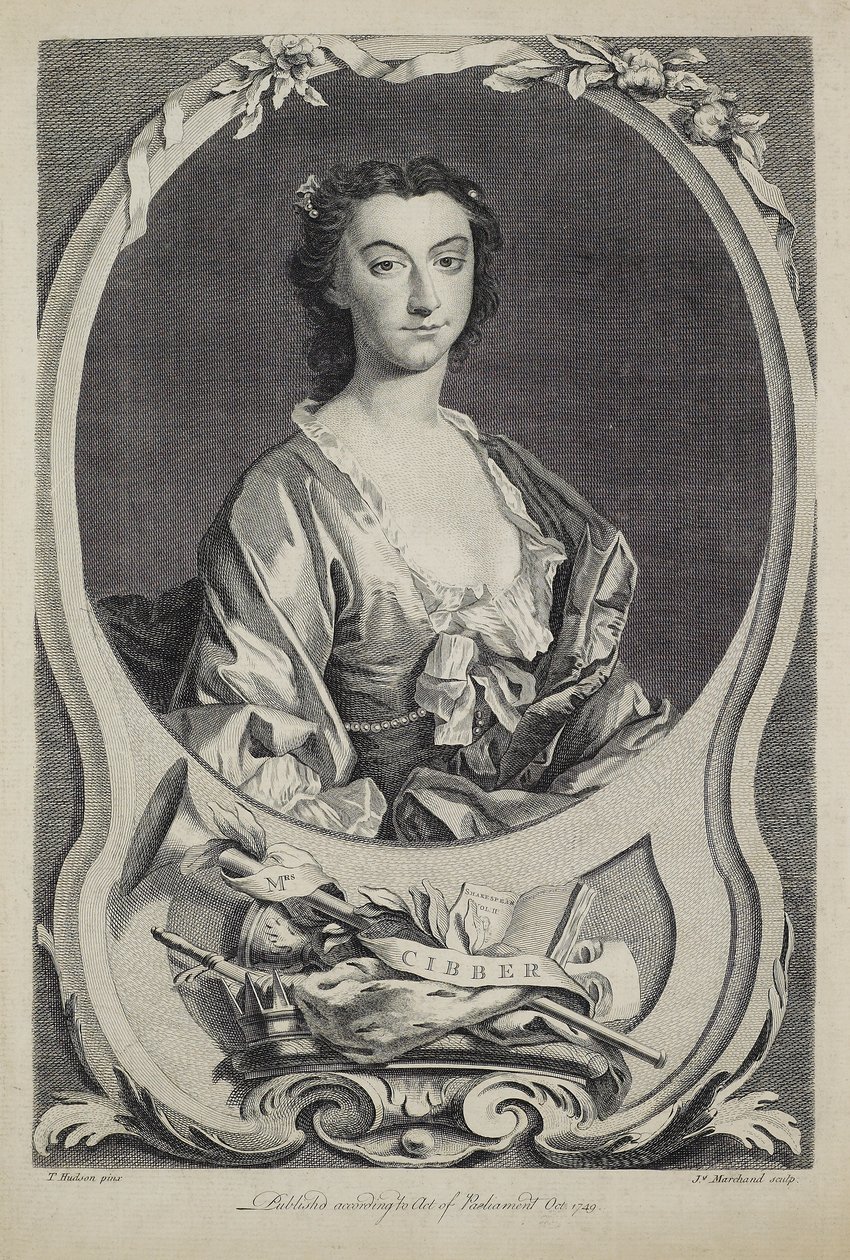 Fru Cibber, gravert av J. Marchand (fl.1749), 1749 av Thomas Hudson