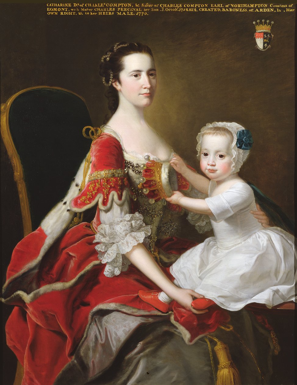 Portrett av Catherine Compton (d.1784) grevinne av Egmont og hennes eldste sønn Charles Perceval (f.1756) 1758 av Thomas Hudson